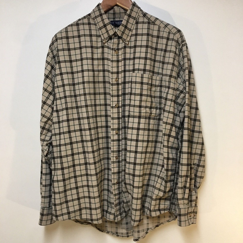 Ivy Crew Corduroy Button Down Shirt Mens XL Tan Plaid Long Sleeve Cotton Classic